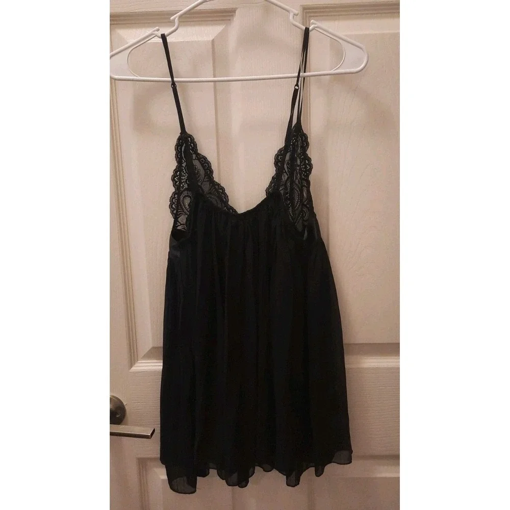 Victoria Secret Black Lace Babydoll Pj's Womens Size Small Fairy Whimsigoth - Picture 8 of 9